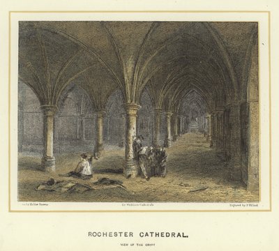 Cattedrale di Rochester, veduta della cripta da Hablot Knight Browne